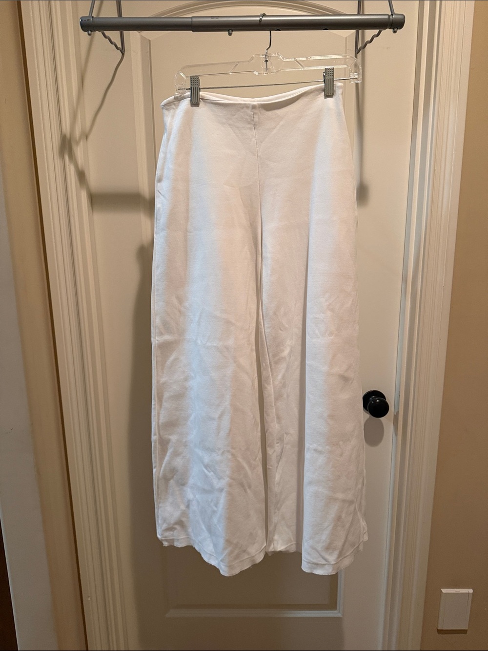 Zara White Wide-Leg white cotton -Blend Pants